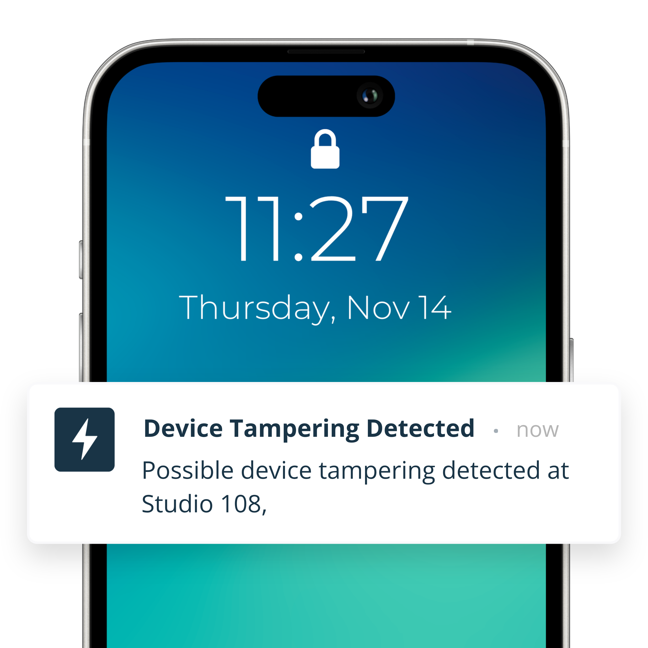 Détection de sabotage Alertify — alertes instantanées lorsqu'un appareil est couvert, débranché ou déplacé