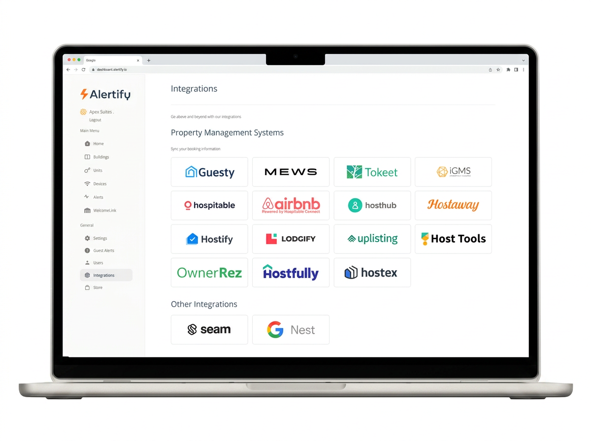 Intégrations Alertify — Guesty, Hostaway, Slack et plus