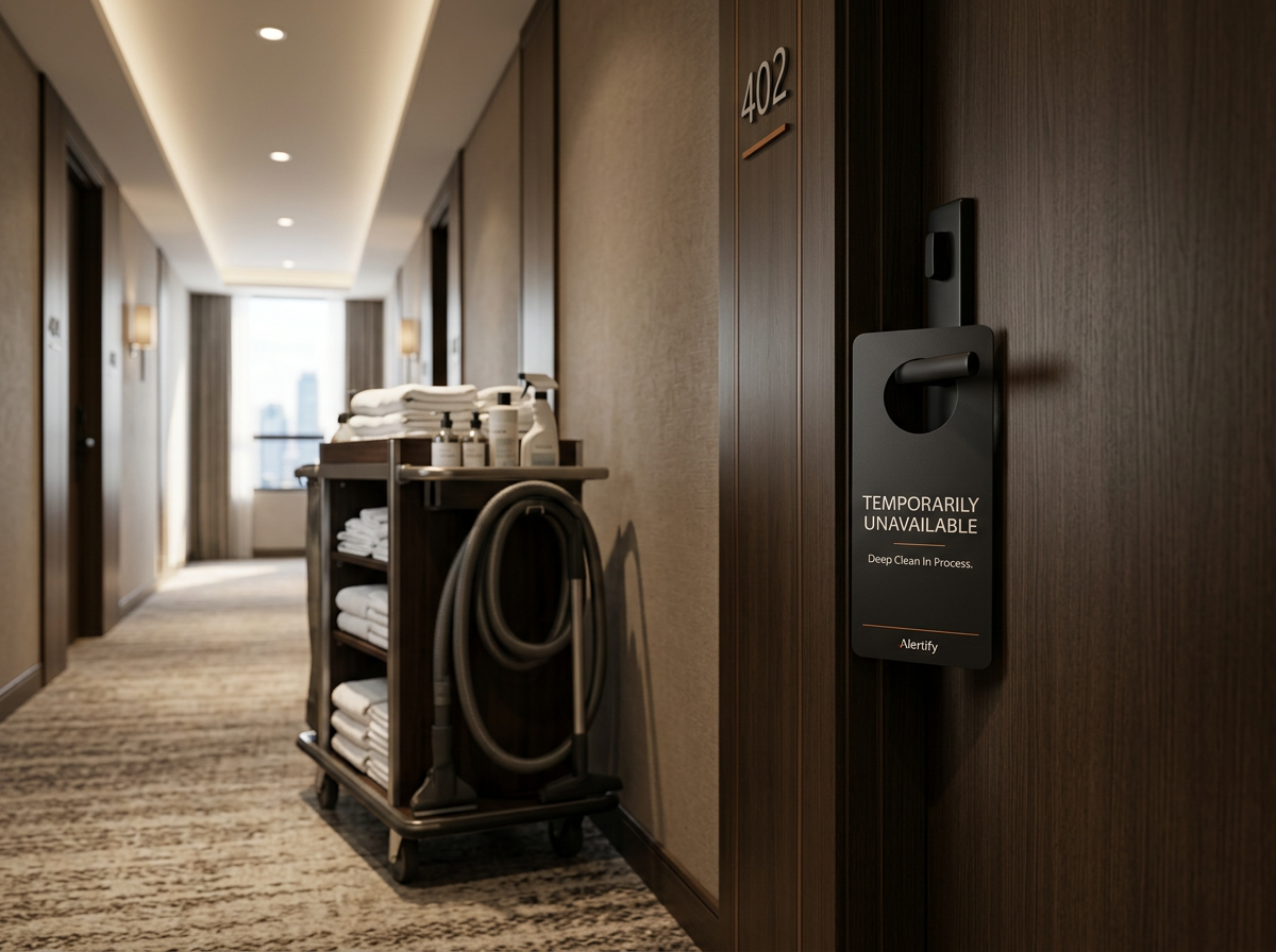 Personnel d'hôtel soulagé par la surveillance automatisée du bruit et de la fumée