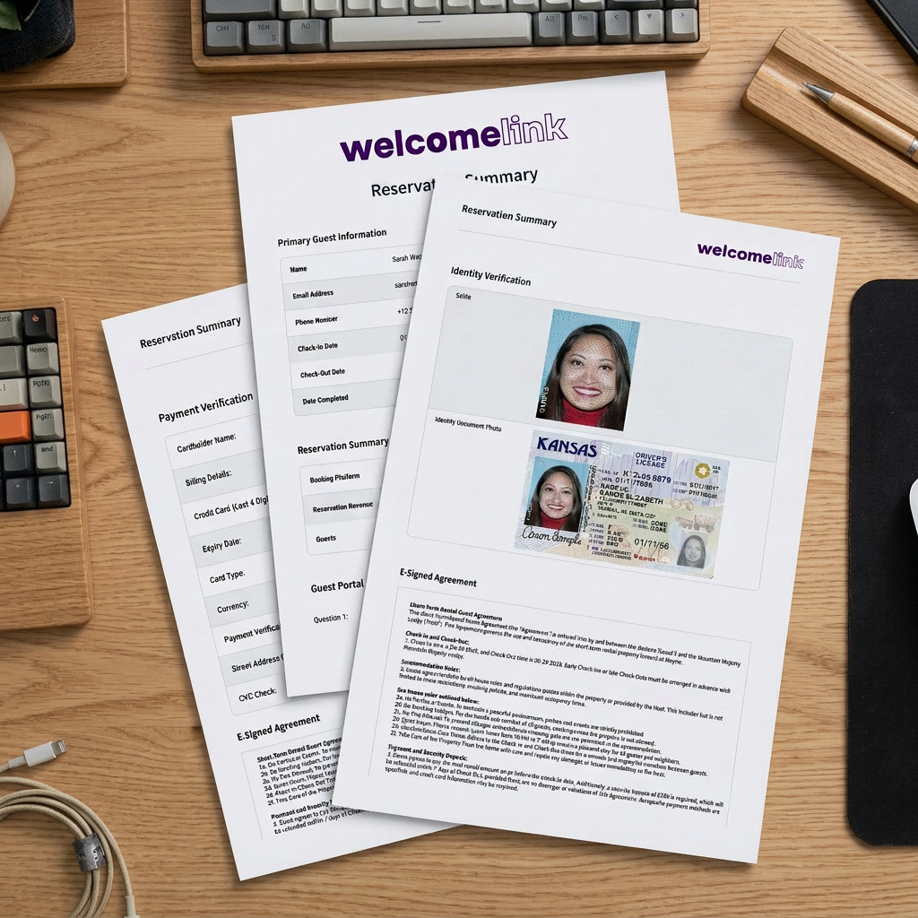 Un dossier WelcomeLink complet &mdash; signé, horodaté, prêt pour les rétrofacturations, les litiges OTA ou les réclamations d'assurance